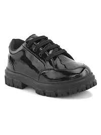 Comfotrable Black Synthetic kids Laceup School shoe For Boys and Girls-thumb3