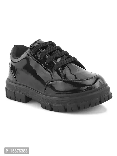 Comfotrable Black Synthetic kids Laceup School shoe For Boys and Girls-thumb4