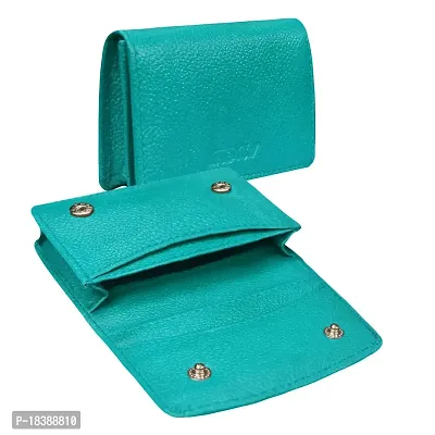 ABYS Genuine Leather Teal Card Holder/Coin Purse/Wallet for Men  Women-thumb0