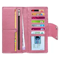 ABYS Genuine Leather Unisex Pink Long Wallet (8541PN-A)-thumb1
