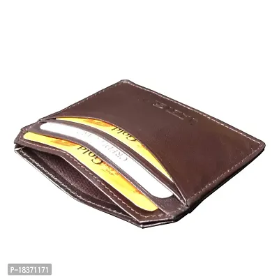 ABYS Genuine Leather Coffee Brown Money Clip||Card Case||Pocket Wallet for Men  Women-thumb3