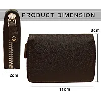 ABYS Genuine Leather RFID Protected Coffee Brown Card Holder Wallet with Zipper Closure for Men  Women-thumb1