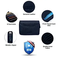 ABYS Genuine Leather Blue RFID Protected 9 Card Slots Card Holder Wallet for Men  Women-thumb2