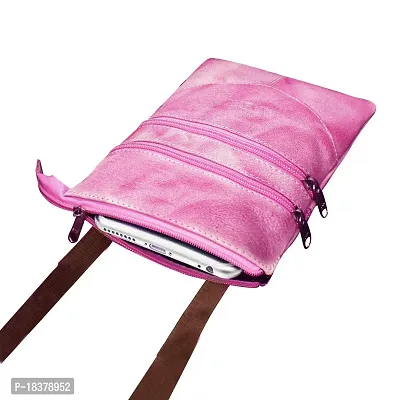 ABYS Genuine Leather White  Pink Shoulder Bag||Passport Holder||Sling Bag||Neck Pouch for Men  Women-thumb5