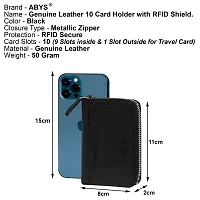 ABYS Genuine Leather Black RFID Protected 9 Card Slots Card Holder Wallet for Men  Women-thumb1
