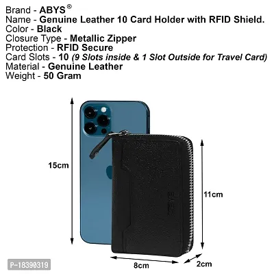 ABYS Genuine Leather Black RFID Protected 9 Card Slots Card Holder Wallet for Men  Women-thumb2