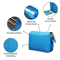 ABYS Genuine Leather Sky Blue Card Cum Cash Holder Wallet with Double Zipper for Men  Women-thumb2