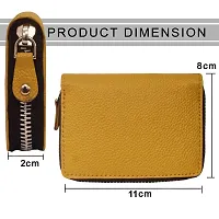 ABYS Genuine Leather RFID Protected Yellow Card Holder Wallet with Zipper Closure for Men  Women-thumb1