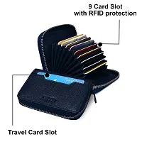 ABYS Genuine Leather Blue RFID Protected 9 Card Slots Card Holder Wallet for Men  Women-thumb4