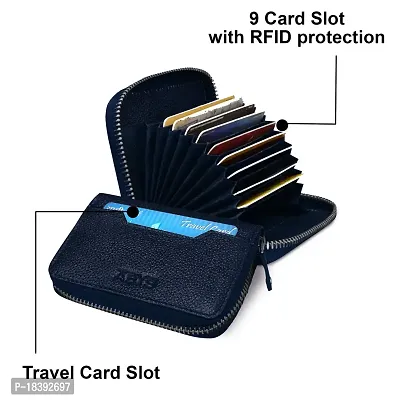 ABYS Genuine Leather Blue RFID Protected 9 Card Slots Card Holder Wallet for Men  Women-thumb5