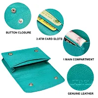 ABYS Genuine Leather Teal Card Holder/Coin Purse/Wallet for Men  Women-thumb3