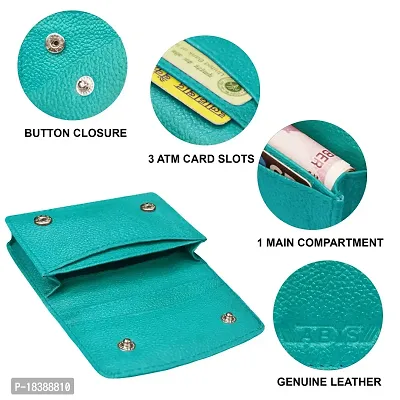 ABYS Genuine Leather Teal Card Holder/Coin Purse/Wallet for Men  Women-thumb4