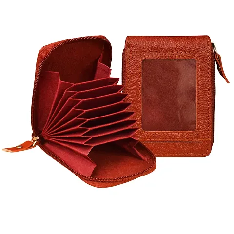 ABYS Genuine Leather RFID Protected Unisex Card Holder with Zip Closure