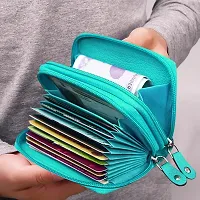 ABYS Genuine Leather Teal Card Cum Cash Holder Wallet with Double Zipper for Men  Women-thumb4