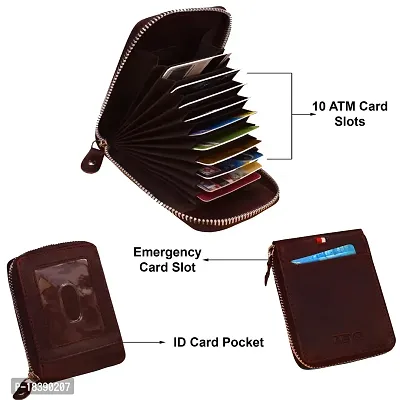 ABYS Genuine Leather Wine Card Case Wallet with Metallic Zip Closure (GCH01PWN)-thumb2