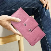 ABYS Genuine Leather Unisex Pink Long Wallet (8541PN-A)-thumb4