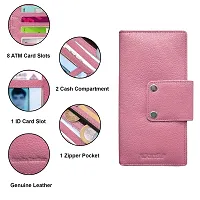 ABYS Genuine Leather Unisex Pink Long Wallet (8541PN-A)-thumb3