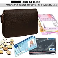 ABYS Genuine Leather RFID Protected Coffee Brown Card Holder Wallet with Zipper Closure for Men  Women-thumb4
