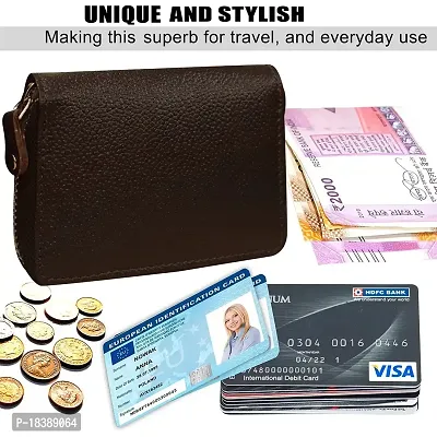 ABYS Genuine Leather RFID Protected Coffee Brown Card Holder Wallet with Zipper Closure for Men  Women-thumb5