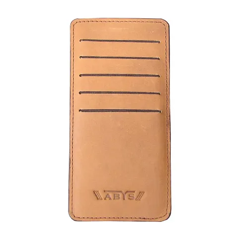 ABYS Genuine Leather Tan Card Holder||Travel Long Card Holder for Men and Women(10 Card Holder)