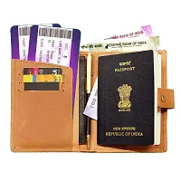 ABYS Genuine Leather Tan Men Wallet||Passport Cover||Purse||Passport Wallet||Card Holder||Passport Holder for 2 Passports-thumb1