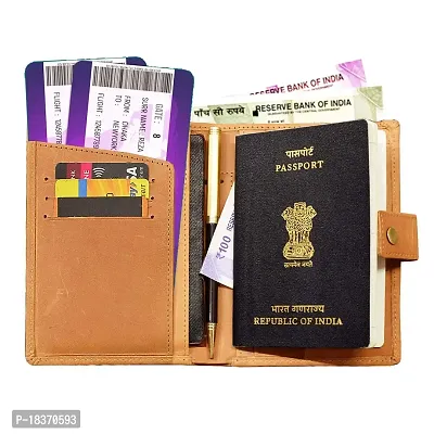 ABYS Genuine Leather Tan Men Wallet||Passport Cover||Purse||Passport Wallet||Card Holder||Passport Holder for 2 Passports-thumb2