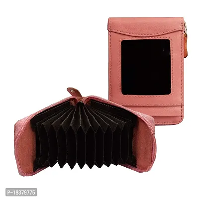 ABYS Genuine Leather Pink Card Wallet||Card Case||ID Case for Men  Women