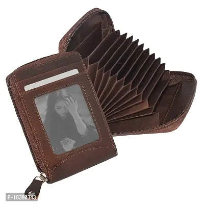 ABYS Genuine Leather Dark Brown Card Wallet||Card Case||ID Case for Men  Women-thumb0