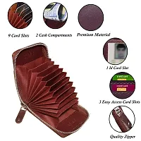 ABYS Genuine Leather Wine RFID Protected Unisex Multiple Card Cum Cash Holder Wallet (8516WN)-thumb4