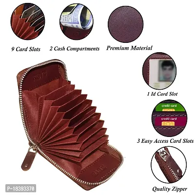 ABYS Genuine Leather Wine RFID Protected Unisex Multiple Card Cum Cash Holder Wallet (8516WN)-thumb5