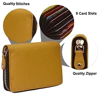 ABYS Genuine Leather RFID Protected Yellow Card Holder Wallet with Zipper Closure for Men  Women-thumb4