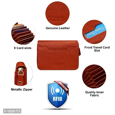 ABYS RFID Protected Unisex Genuine Leather Light Brown 9 Smart Debit Credit ATM Identity Card Holder-Wallet-thumb3
