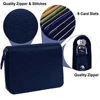 ABYS Genuine Leather RFID Protected Blue Card Holder Wallet with Zipper Closure for Men  Women-thumb4