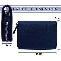 ABYS Genuine Leather RFID Protected Blue Card Holder Wallet with Zipper Closure for Men  Women-thumb1
