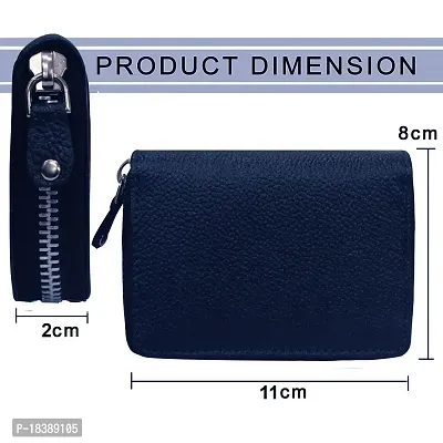 ABYS Genuine Leather RFID Protected Blue Card Holder Wallet with Zipper Closure for Men  Women-thumb2