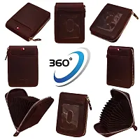 ABYS Genuine Leather Wine Card Case Wallet with Metallic Zip Closure (GCH01PWN)-thumb3