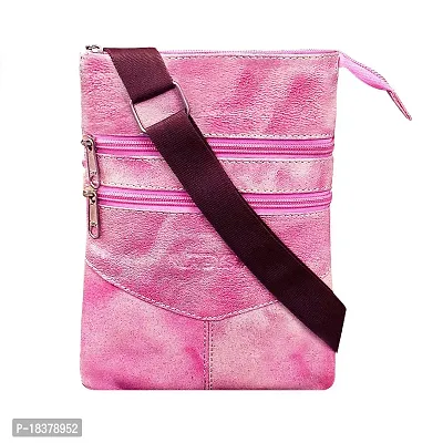 ABYS Genuine Leather White  Pink Shoulder Bag||Passport Holder||Sling Bag||Neck Pouch for Men  Women-thumb4
