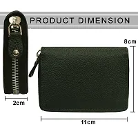 ABYS Genuine Leather RFID Protected Green Card Holder Wallet with Zipper Closure for Men  Women-thumb1