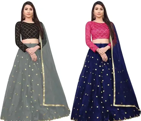 Stylish Stain Lehenga Choli Set For Women Pack of 2