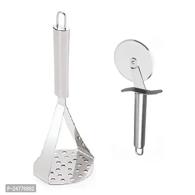 Big Masher-Steel Pizza Cutter_Stainless Steel_Pressers And Mashers Pack Of 2