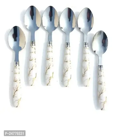 6 Pcs New Handle Spoon _Stainless Steel_Cooking Spoons Pack Of 6-thumb0