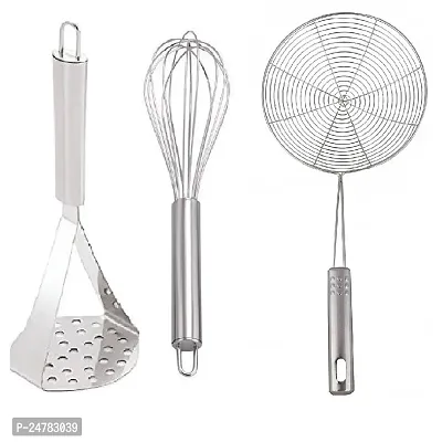 Ss Masher-Whisk-Deep Frystainless Steel_Pressers And Mashers Pack Of 3