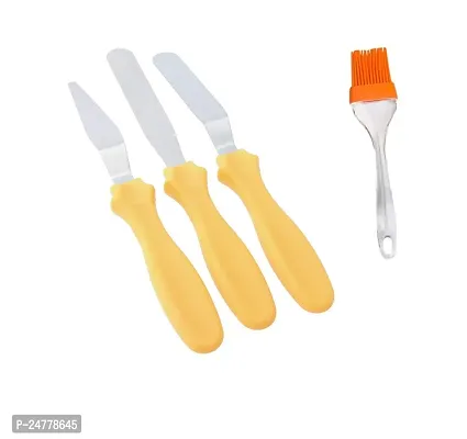 3 Pcs Pallet Knife Set - Big Oil Brush Only_Silicone_Kitchen Knives Pack Of 2