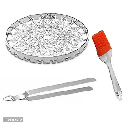 S Mini Tandoor-Chimta-B Oil Brush_Stainless Steel_Baking Tools And Accessories Pack Of 3