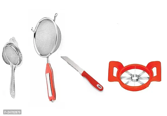 Tea-5 No Soup-Knife-Apple Cutter_Stainless Steel_Strainers And Sieves Pack Of 4
