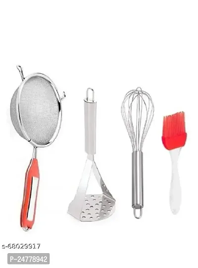 Soup- Big Masher- Whisk- Mini Oil Brush_Stainless Steel_Pressers And Mashers Pack Of 4