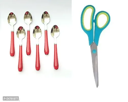 6 Pcs Handle Spoon - Big Scissor _Stainless Steel_Cooking Spoons Pack Of 2