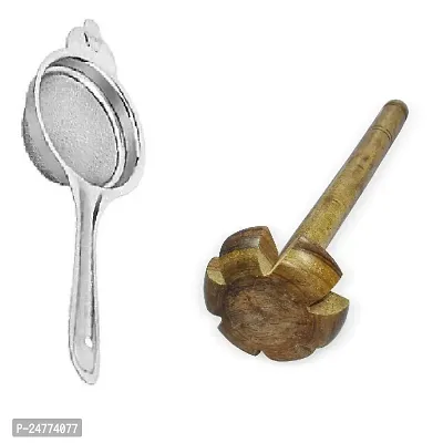 Tea-Wooden Rai_Stainless Steel_Strainers And Sieves Pack Of 2