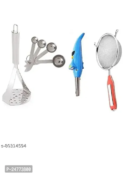 Big Masher- Steel Measuring- Soup- Dolphine Lighter_Stainless Steel_Pressers And Mashers Pack Of 4