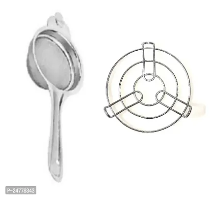 Ss Tea - Kadhai Stand_Stainless Steel_Strainers And Sieves Pack Of 2-thumb0